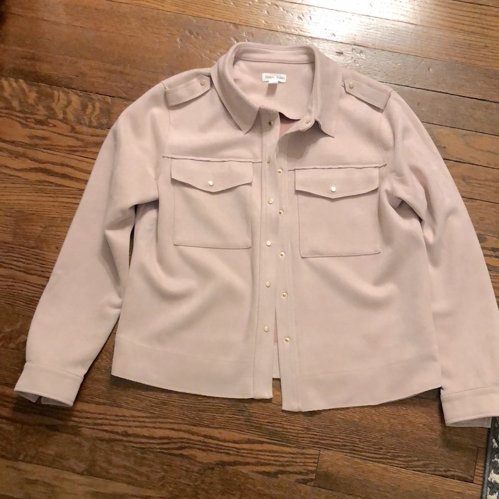 TRIBAL Really cute pale pink jacket. Suede like but 92% polyester, 8% Spandex.